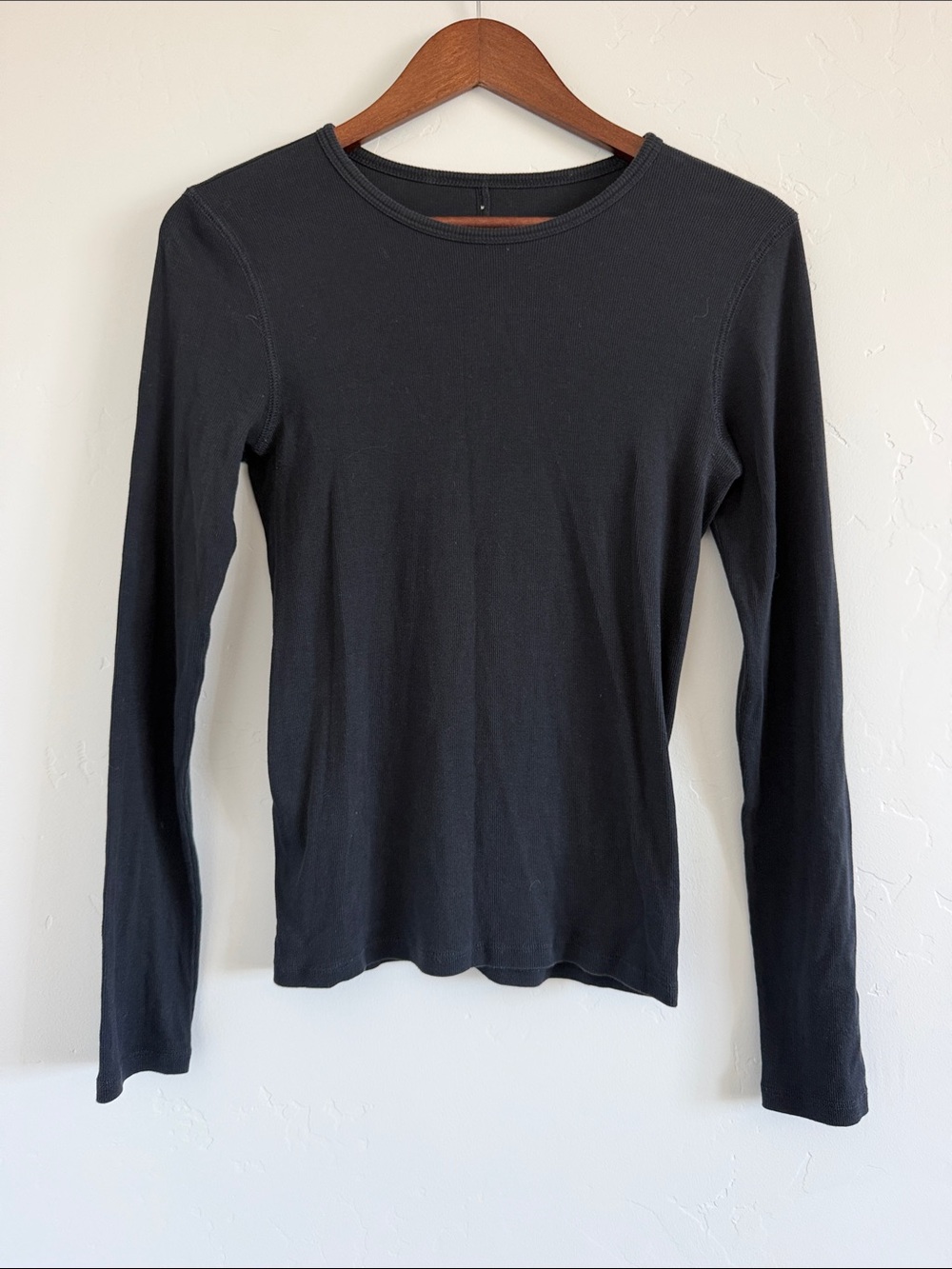 Everlane Ribbed Crewneck Long Sleeve Top Women’s Medium Black Pima Cotton